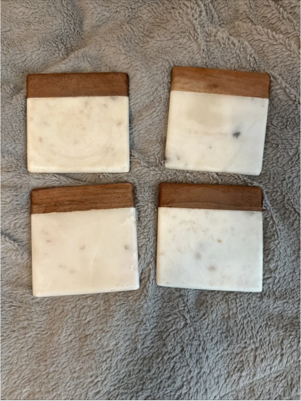High End Marble/wood MCM Luxury Coasters, Heavy Lot Of 4